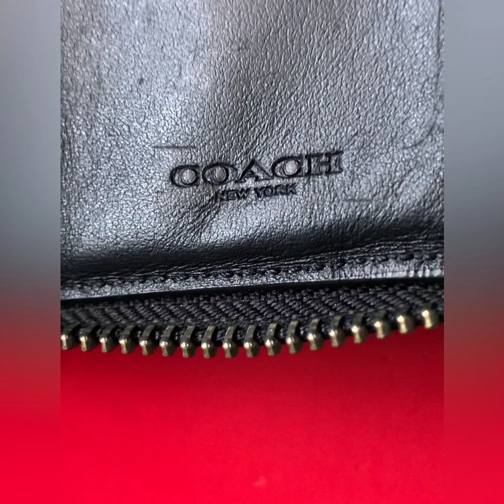 Coach Signature Canvas Small Zip Wallet in Brown/Tan